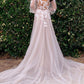 ELEGANT LONG SLEEVES TULLE LACE LONG PROM DRESS, LACE EVENING DRESS,F04747