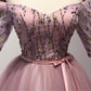 Pink Tulle Off Shoulder Ball Short Homecoming Dresses, Cute Dark Pink Prom Dress,DS1074