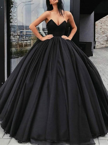 Black tulle long prom dress, black tulle long evening dress,DS1948