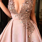Sexy Deep V-Neck Sleeveless Prom Dresses 2022 | Glamorous A-Line Crystal Evening Dresses Long,DS2923