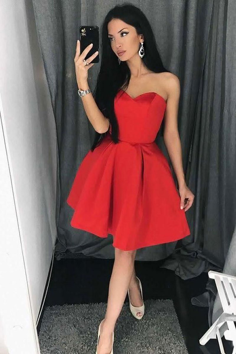 Simple red short prom dress. red homecoming dress,DS1245