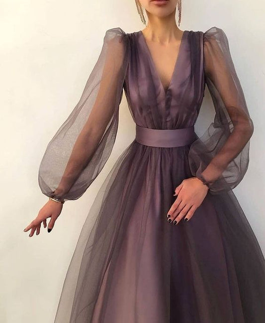 A line Evening Dress Short Simple Evening Gown Long Sleeves Robe De Soiree Formal Party Dresses Custom made ,DS4169