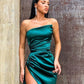 Modern Dark Green Starpless Mermaid Long Prom Dress With Split,DS4655