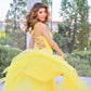 Yellow chiffon long prom dress yellow chiffon evening dress,DS2110
