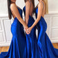 ROYAL BLUE SPAGHETTI-STRAPS BACKLESS MERMAID PROM DRESSES,DS3600