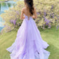 Simple v neck tulle long prom dress pink tulle formal dress,DS1999
