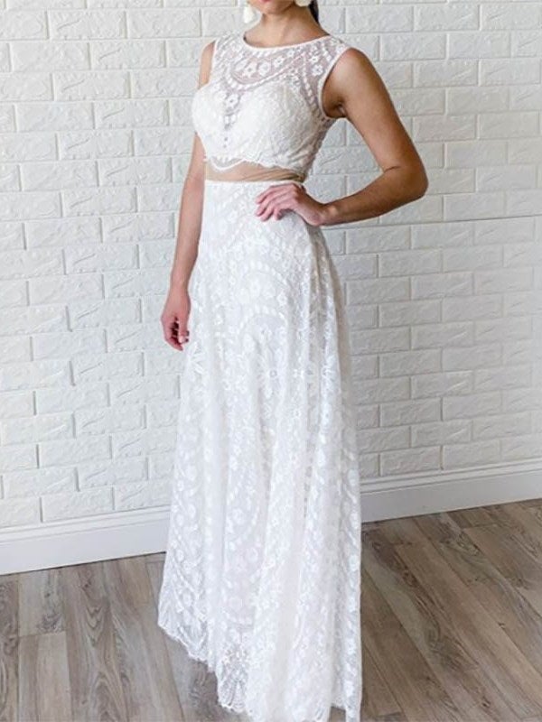Lace Sheath/Column Floor-Length Scoop Beach Wedding Dress,DS3797
