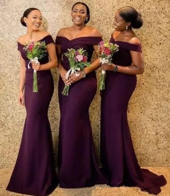 South African Bridesmaid Dresses For Women Mermaid Off The Shoulder Purple Long Cheap,DS4035