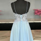 blue sweetheart chiffon lace short prom dress blue homecoming dress,DS1179