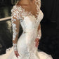 Long Sleeves Court Train Ivory Wedding Dress With Lace Appliques,DS2681