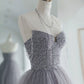 Unique sweetheart sequin tulle long prom dress tulle evening dress,DS2001