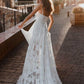 A-Line Lace Backless V-Neck Spaghetti Straps Lace Wedding Dress,DS2674