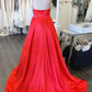 A Line V Neck Red Long Prom Dresses, Red V Neck Long Formal Evening Bridesmaid Dresses,DS1740