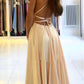 Backless Champagne Pink Blue Long Satin Prom Dresses, Open Back Long Formal Evening Dresses,DS1526