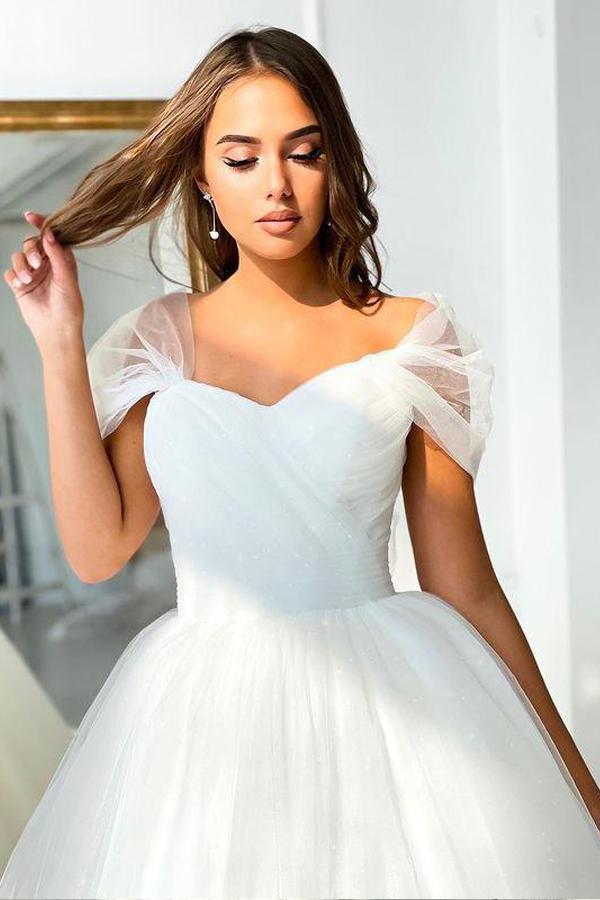 Ball Gown Off-the-shoulder Wedding Dress Tulle Bridal Dress,DS2672