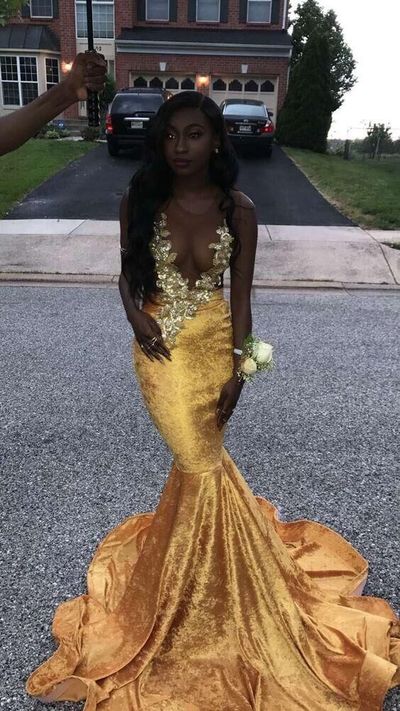mermaid black girl african girl prom dresses sheer crew neck appliques evening foProm Dresses Most Beautiful Wedding Dresses,DS4659