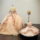 Sparkly Rose Gold Quinceanera Prom Dresses Sweetheart Lace Applique Sequins Ball Gown Tulle Formal Dress,DS0129