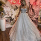 Glitter Wedding Dress A Line Shiny Tulle Straps Beaded Long Tail Bride Gowns ,DS4450