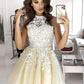 Halter Neck Short Lace Prom Dresses, Short Lace Formal Homecoming Graduation Dresses,DS1606