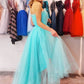 High Low Teal Blue Tulle Prom Dresses, Teal Blue High Low Formal Evening Dresses,DS1387