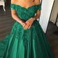 Custom Made Off Shoulder Lace Prom Gown, Burgundy/Green Lace Prom Dresses, Formal Dresses,DS1881