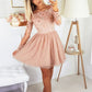 Long Sleeves Short Pink Lace Prom Dresses, Short Pink Lace Formal Homecoming Dresses,DS1605
