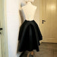 Lovely Black High Low Homecoming Dress with Floral Lace, Party Dress,DS1115
