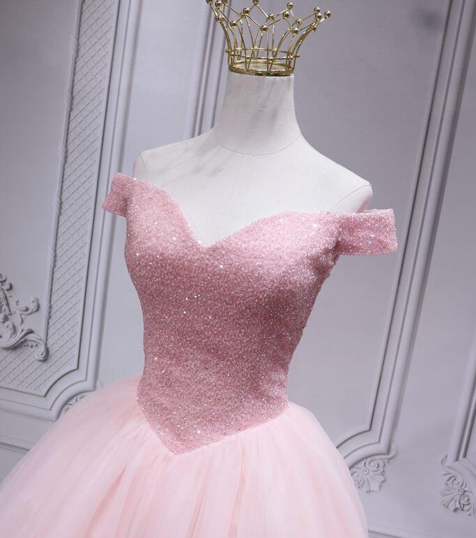 Lovely Pink Off Shoulder Style Princess Tulle Homecoming Dress, Pink Prom Dress Party Dress ,DS1048