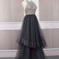 Unique tulle beads long prom dress tulle long evening dress,DS2365