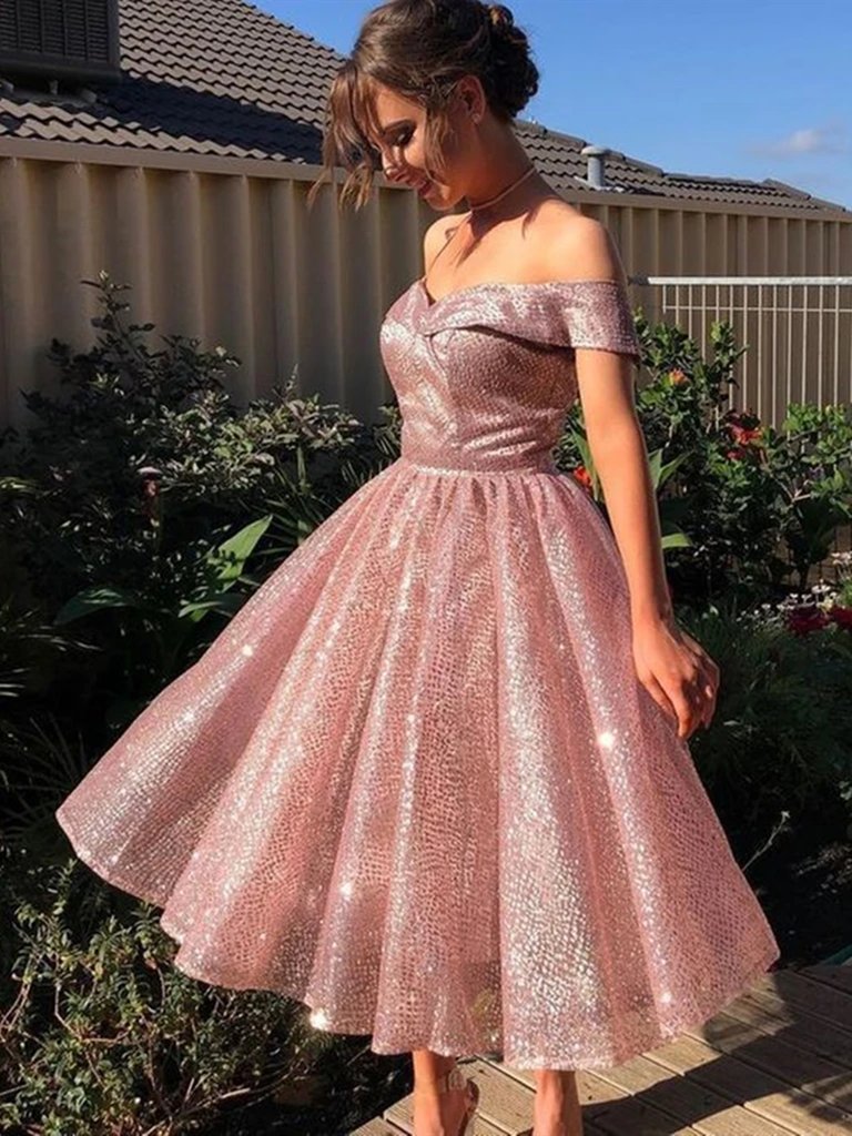 Off Shoulder Short Pink Prom Dresses, Off the Shoulder Short Pink Formal Homecoming Dresses,DS1641
