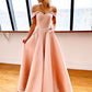 Off the Shoulder Pink/Yellow Long Prom Dresses, Pink/Yellow Formal Evening Dresses with Pockets,DS1700