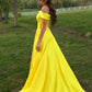Off the Shoulder Yellow Green Blue Satin Long Prom Dresses, Off Shoulder Satin Long Formal Evening Dresses,DS1501