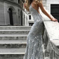 V Neck Navy Blue Rose Golden Mermaid Lace Prom Dresses, Backless Mermaid Lace Formal Evening Dresses,DS1458