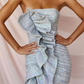 Strapless Silver Grey Short Homecoming Dress With Side Ruffules Party Dress,DH0006
