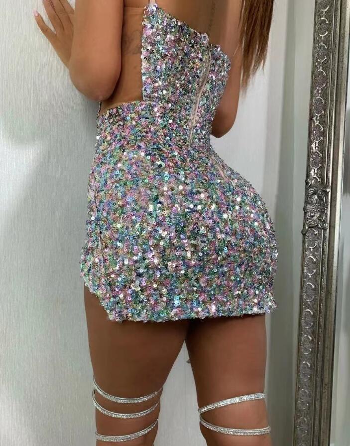 Sequin Glitter Strap Mini Dress Party Night Club,DS4614