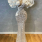 STUNNING WEDDING GOWN WITH FLOWERS,DS4595