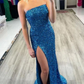 Sheath Strapless Long Prom Dress Formal Evening Gowns,WD5752