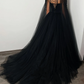 Black Gothic crystal beaded corset wedding tulle dress, elegant beaded alternive bride dress, long black cape,DS9582