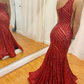 Mermaid One Shoulder Red Long Prom Dress,DS5020
