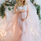 Lace Sleeves Maternity Prom Dresses with Tulle Skirt,Formal Dress,DS0394