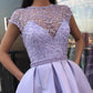 Round Neck Cap Sleeves Purple Lace Prom Dresses Long, Cap Sleeves Purple Long Lace Formal Graduation Evening Dresses,DS1777
