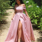 Satin Off-the-shoulder Neckline A-line Prom Dresses Evening Dresses ,DS3640