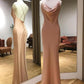 Sheath Champagne Long Prom Dresses, Champagne Floor Length Formal Evening Dresses,DS1709