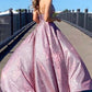 Shiny A Line V Neck Long Purple Prom Dresses, Purple V Neck Long Formal Evening Dresses,DS1400