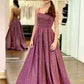 Shiny Purple Long Prom Dresses, Purple Long Formal Evening Dresses,DS1431