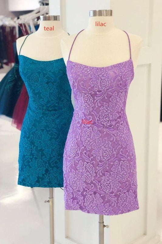 straps tight lace homecoming dresses: teal lace homecoming dresses,lilac lace homecoming dresses,DS0795