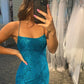 Short Backless Lace Prom Dresses, Short Open Back Blue Graduation Homecoming Dresses,DS1357
