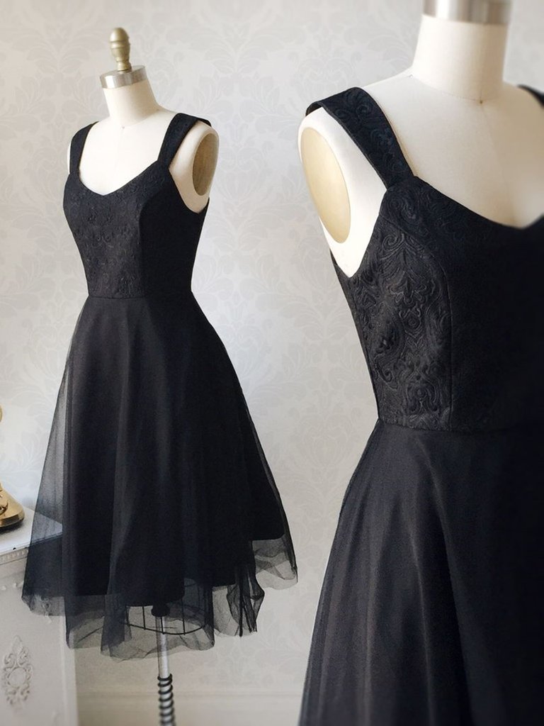 Short Black Lace Prom Dresses, Short Black Lace Formal Graduation Dresses,DS1511