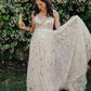 V-neck Tulle A-line Champagne Color Star Gown, Wedding Dresses, Long Prom Dresses,DS2617