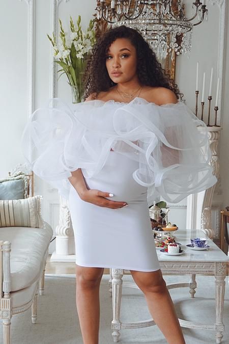 Princess Puff Tulle Maternity Dress,DS0375
